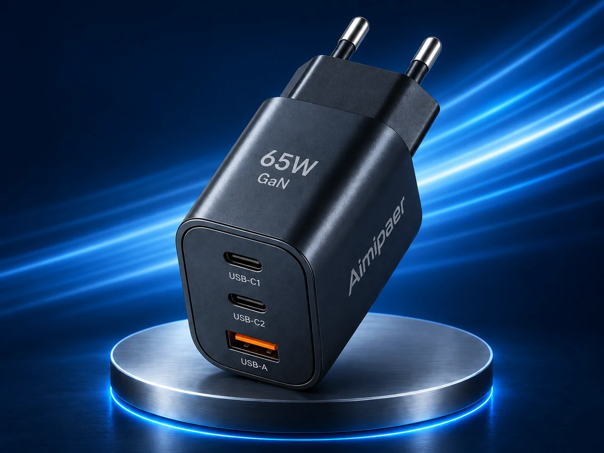 65W GaN Multi-Port Charger product visualization