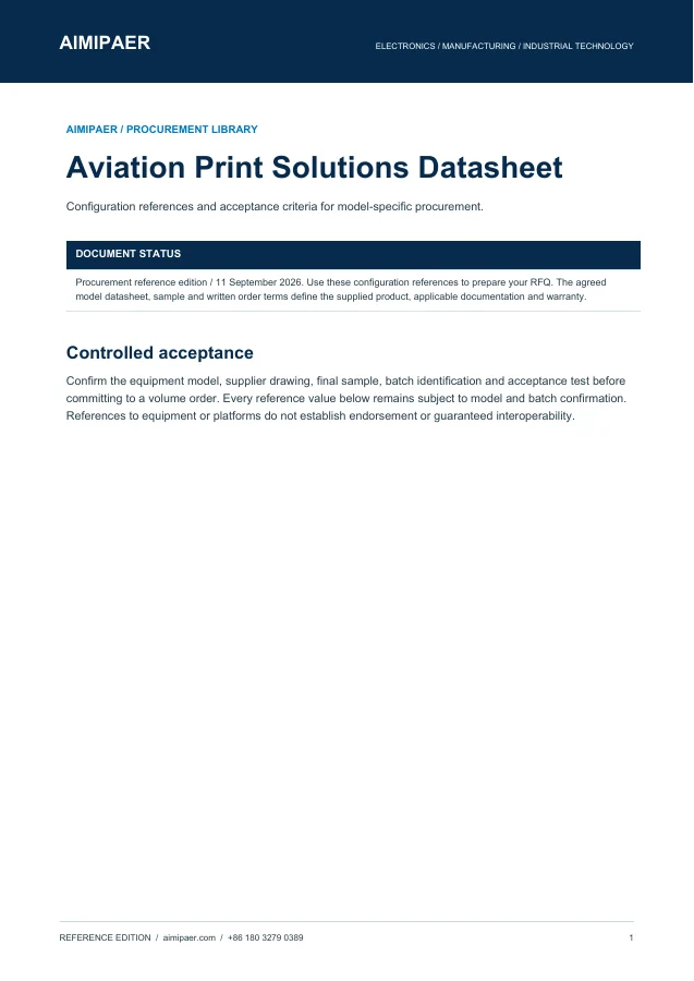 First page of Aviation Print Solutions Datasheets